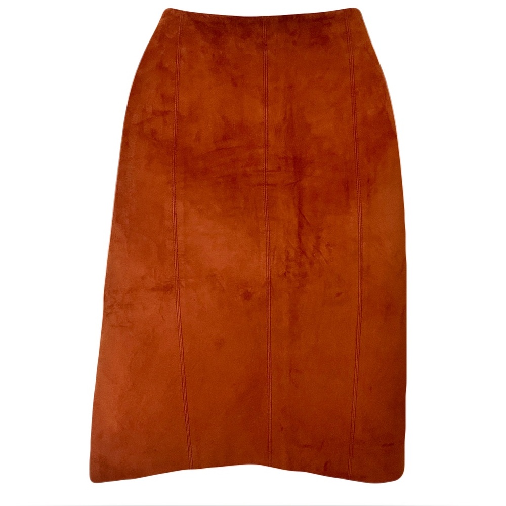 Women's Rust Suede Front-Slit Skirt - Picture 2 of 4